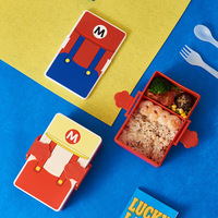 Boîte à lunch portable pour enfants, en plastique, en forme de Mario, à double compartiment, compatible micro-ondes, capacité 800-1000 ml, pour pique-nique en plein air