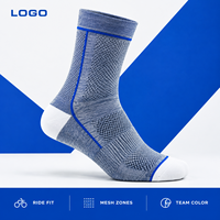 Chaussettes de cyclisme ventilées Ride Fit bleu-gris, maille respirante, bord côtelé, faible volume, zones de couleur inaltérable, construction talon-orteil, tableau des tailles