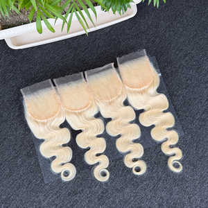 Cheveux humains 100% non traités, blond 613, ondulés, avec closure en dentelle HD 4x4 5x5, qualité supérieure - Product Image 3