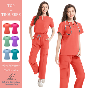 Juego de uniformes de enfermería unisex personalizados, elásticos, transpirables, cómodos, de secado rápido, para correr, uniformes médicos de LICRA para Hospital quirúrgico ancho - Product Image 1