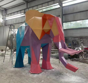 Cuộc Sống Kích Thước Ngoài Trời Vườn Trang Trí Nội Thất Hiện Đại Trừu Tượng Điêu Khắc Làm Bằng Tay Nghệ Thuật Trang Trí Nội Thất Đánh Bóng Đầy Màu Sắc Thép Không Gỉ Tượng Con Voi - Product Image 3