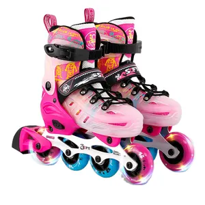 De alta Qualidade Crianças Sapatos de Skate Ajustável Patins em linha para a Menina Meninos Profissional Logotipo Personalizado Piscando Rolo