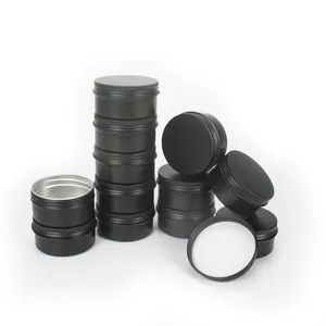 Em estoque Alumínio Cosmetic Jar para Lip Gloss Vazio Round 25ml Chá Açúcar Vasilhas Prata Preto Vermelho Portable Storage Bottle Box