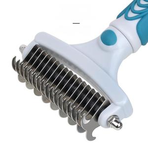 Nuevo peine y cepillo 2 en 1 de doble cara para mascotas con logo personalizado, autolimpiable, para desenredar el pelo de perros y gatos, elimina nudos y pelo suelto. - Product Image 3