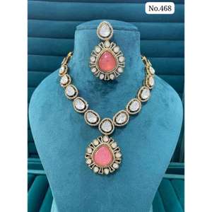 Ensemble de collier haut de gamme avec boucles d'oreilles, bijoux fantaisie pour mariage, produit artisanal en gros - Product Image 5