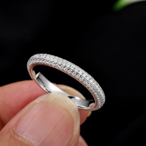 Anello da Donna in <span class=keywords><strong>Argento</strong></span> Sterling <span class=keywords><strong>925</strong></span> con Pavé di Moissanite, Fede Nuziale Eternity, Placcato Oro 1-2.5μm, Gioielli Personalizzati all'Ingrosso - Product Image 3