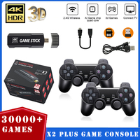 X2 Plus 128G 40000 + jeu GD10 4K jeu bâton 3D HD rétro Console de jeu vidéo contrôleur sans fil émulateur TV pour cadeau de noël