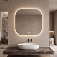 Espejo de Maquillaje Inteligente con Pantalla Táctil Personalizada, Montado en la Pared, IP44, Moderno, para Hoteles y Apartamentos, con Forma de Manzana, Iluminado con Luces LED