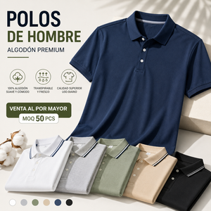 Playeras Polo de Hombre al por Mayor, Algodón Piqué Premium, Manga Corta, Cuello con Ribete en Contraste, Venta al por Mayor, Logotipo Personalizado - Product Image 1