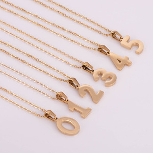 สร้อยคอเลขนำโชคสแตนเลสขัดเงาสูง |   จี้เลขเทวดา 0-9 ชุบทอง เครื่องประดับกันน้ำและทนทาน - Product Image 2