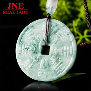 Ciondolo Ornamentale in Giada Naturale Tipo A con Motivo Fiore Fluttuante e Montagna Fantasma, per Uomo e Donna - Product Image 1