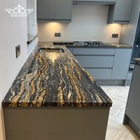 Dalle de granit Goldtop Taurus Black Golden Cosmos Cosmic Gold pour les projets de murs de fond de hall de bâtiments commerciaux