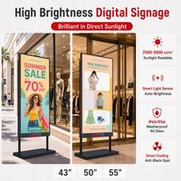 Écran publicitaire LCD Android 4K haute luminosité 2500 nits pour intérieur, avec support au sol et écran tactile, pour centres commerciaux
