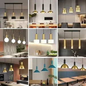 Đèn thả hiện đại phòng ăn nhà <span class=keywords><strong>b</strong></span>ếp, đèn treo nhà hàng sang trọng phong cách <span class=keywords><strong>B</strong></span>ắc Âu, đèn thả vàng kiểu loft - Product Image 3