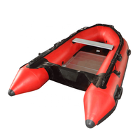 Bateau en caoutchouc à coque rigide, bateau gonflable de sauvetage de couleur noire avec plancher en aluminium