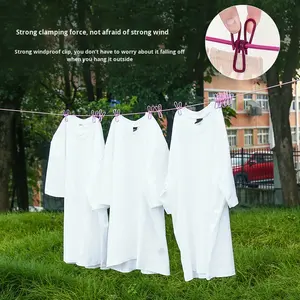 Corde à linge portable en gros avec 12 pinces, séchoir rétractable, corde à linge, étendoir à vêtements, ligne de séchage pour vêtements - Product Image 3