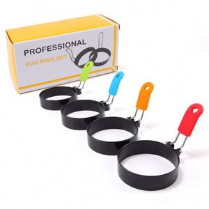 Pancake Rings Round Silicone Fried Egg Omelette Ring Mold <b>Breakfast</b> Sandwich <b>Maker</b> with Egg Cooker Ring - Product Image 4