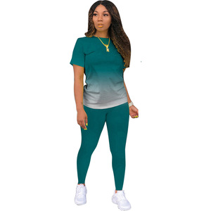 Conjunto de algodón bordado de verano, conjunto de 2 piezas con degradado, conjunto de dos piezas <span class=keywords><strong>E</strong></span> personalizado para mujer, conjunto informal 3xl de talla grande, conjuntos de mujer de 10 colores - Product Image 5