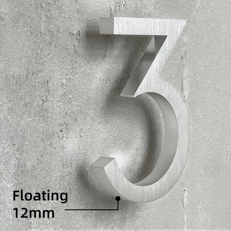 Modern Floating 15cm 6-in Aluminum Silver house Numbers door number