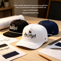 Casquette de baseball de luxe WES001 à 5 panneaux structurés avec visière incurvée, logo en PVC imperméable et cordon, idéale pour le golf