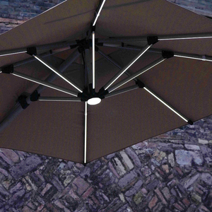 Sombrilla de Jardín con Luces LED Solares, Impermeable, para Exteriores, Comercial, Tipo Cantilever, MZUC002, Parasol con Energía Solar - Product Image 3