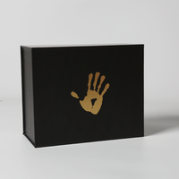 Coffret cadeau noir personnalisé pour parfum Emballage de fond haut de gamme avec laminage mat par estampage et doublure en éponge