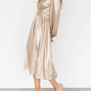 Vestido Midi Nuevo para Mujer, con Volantes, Manga Larga, Silueta en A, Moderno, Casual, Holgado, Cómodo y Brillante - Product Image 4