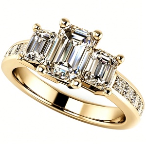 Anillo de Diamantes Cultivados en Laboratorio con Certificación IGI, Tres Piedras, Oro Blanco de 14K, Banda Eternity con Pavé, Joyería de Lujo - Product Image 1