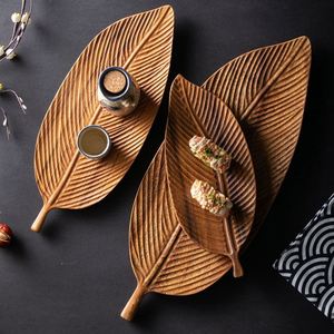 Elegant Leaf-Design Walnut Wood Tray Disposable Tea Snack <b>Plate</b> for Dry Brewing Parties Polished Home Serve Trays Home Decor - Product Image 2