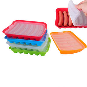 6 गुहा सिलिकॉन सॉसेज निर्माता मोल्ड डिय हैम गर्म कुत्ते ढक्कन के साथ मोल्ड बना रहा है जो रसोई घरेलू सॉसेज केक बेकिंग टूल मोल्ड्स - Product Image 2