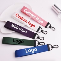 Sangle de poignet en ruban de nylon de 1 pouce, couleur unie, avec impression de logo personnalisé, vente en gros, pour porte-clés en métal, pendentif de sac à dos, accessoires de bijoux