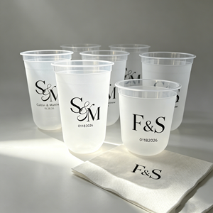 Gobelets en plastique PP jetables multicolores avec logo personnalisé, 2/7/10/12/16/18 oz, gobelets pour boissons froides pour les fêtes et les mariages, 10 oz, 14 oz - Product Image 1