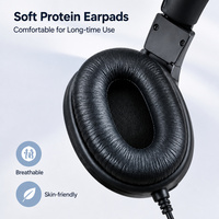 Headset Berkabel dengan Mikrofon Over Ear untuk Pekerjaan Kantor dan Belajar, Pengisian Daya Tipe-C, Tahan Air IPX0