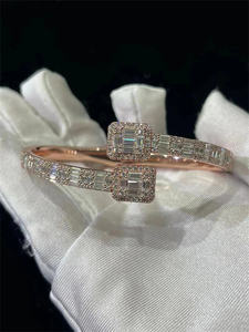 Pulseras de Acero Inoxidable con Cadena Cuadrada VVS y Moissanita de Corte Cojín, Joyería de Moda - Product Image 6