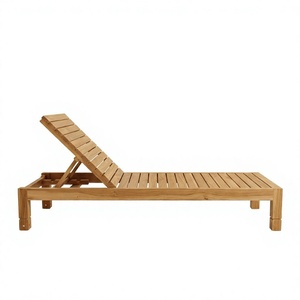 Chaise de plage moderne en teck massif sans accoudoirs, pieds carrés, coussin articulé amovible, lit de jour d'extérieur, vente en gros, exportation en conteneur - Product Image 1