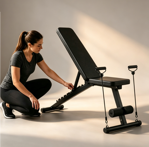 <span class=keywords><strong>Banc</strong></span> de fitness multifonctionnel <span class=keywords><strong>réglable</strong></span> avec support pour haltères, <span class=keywords><strong>banc</strong></span> d'entraînement à domicile avec bandes de résistance pour la musculation - Product Image 1