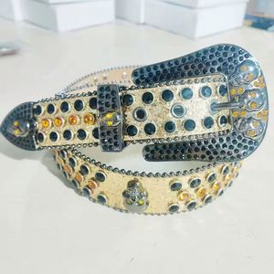 Cinturón de Cuero Genuino Unisex de Marca Famosa, Personalizable, Estilo Urbano, con Cristales Brillantes, Aleación Extraíble, Piel de Vaca, Impermeable - Product Image 3