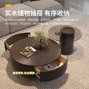 Juego de Mesa de Centro de Piedra Minimalista Moderno, Redonda, Negra, Muebles de Sala de Estar para Apartamentos y Casas Pequeñas - Product Image 4