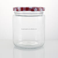 En stock – Pot en verre rond à large ouverture de 350 ml, 400 ml, 450 ml, 500 ml, 550 ml, 770 ml pour sauces, beurre de cacahuète, cornichons et autres aliments