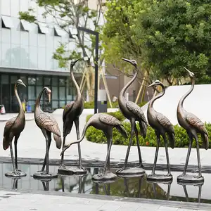Miroir abstrait dauphins grues oiseaux troupeau d'oiseaux en acier inoxydable Sculpture Statue pour ville repère