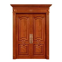 Porte d'entrée moderne simple en bois de teck Design Double porte principale insonorisée en bois