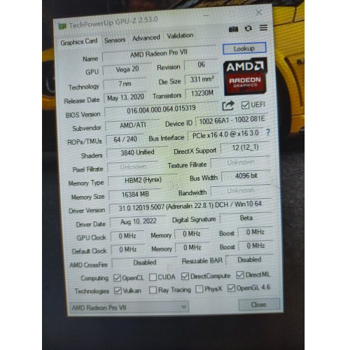 中古MI50 16gb radeon proVIIグラフィックカードrtx 3060m