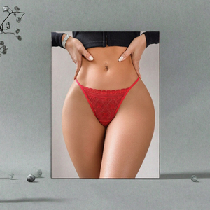 Culotte string européenne et américaine en dentelle pour femme, broderie florale, sexy, respirante, grande taille, pur désir, taille basse, en nylon et coton - Product Image 3
