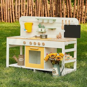 Deluxe Outdoor Wooden <strong>Mud</strong> <strong>Kitchen</strong> &amp; Food Play Set <strong>for</strong> <strong>Kids</strong> Boys &amp; Girls with Sand &amp; Water Sink - Product Image 1
