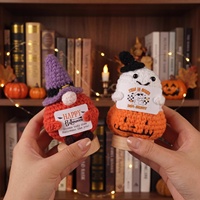 Poupée citrouille en crochet pour soutien émotionnel avec carte de message personnalisée, jouet décoratif citrouille fantôme d'Halloween, poupée amigurumi en crochet personnalisée