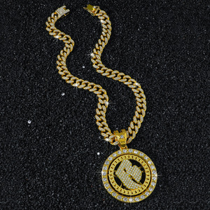 สร้อยคอจี้รูปตัวอักษร B หมุนได้ ดีไซน์เรขาคณิตทรงกลม สไตล์ฮิปฮอป สำหรับผู้ชาย ขายดี โดดเด่น เป็นที่นิยม ขายส่งเครื่องประดับ - Product Image 3