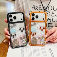 Funda de Teléfono de Lujo para Mujer con Diseño 3D de Diamantes de Imitación para iPhone 17 16 15 14 13, Carcasa Brillante de Epoxi a Prueba de Golpes con Bumper de Color Caramelo