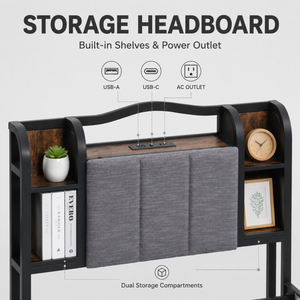 Letto in <span class=keywords><strong>Ferro</strong></span> OEM Moderno e Minimalista con Schienale e <span class=keywords><strong>Testiera</strong></span> Imbottite, Spazio di Stoccaggio e Interfaccia Elettrica - Product Image 4