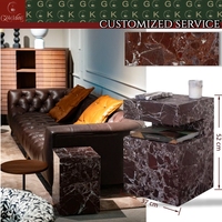 Table d'appoint en marbre Rosso Levanto GOLDKING, design en pierre naturelle, mobilier de maison, table de chevet, socle en marbre, mesa en marbre