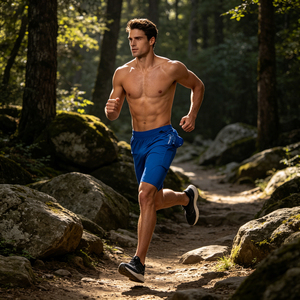 Pantaloncini da corsa da uomo elasticizzati in 4 direzioni con tasche multiple, ventilazione laser, riflettenti, <span class=keywords><strong>a</strong></span> compressione per maratona - Product Image 4